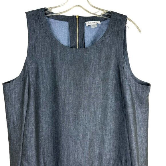 Calvin Klein Blue Sleeveless Shift Round Neck Dress Size 10 - Picture 2 of 9